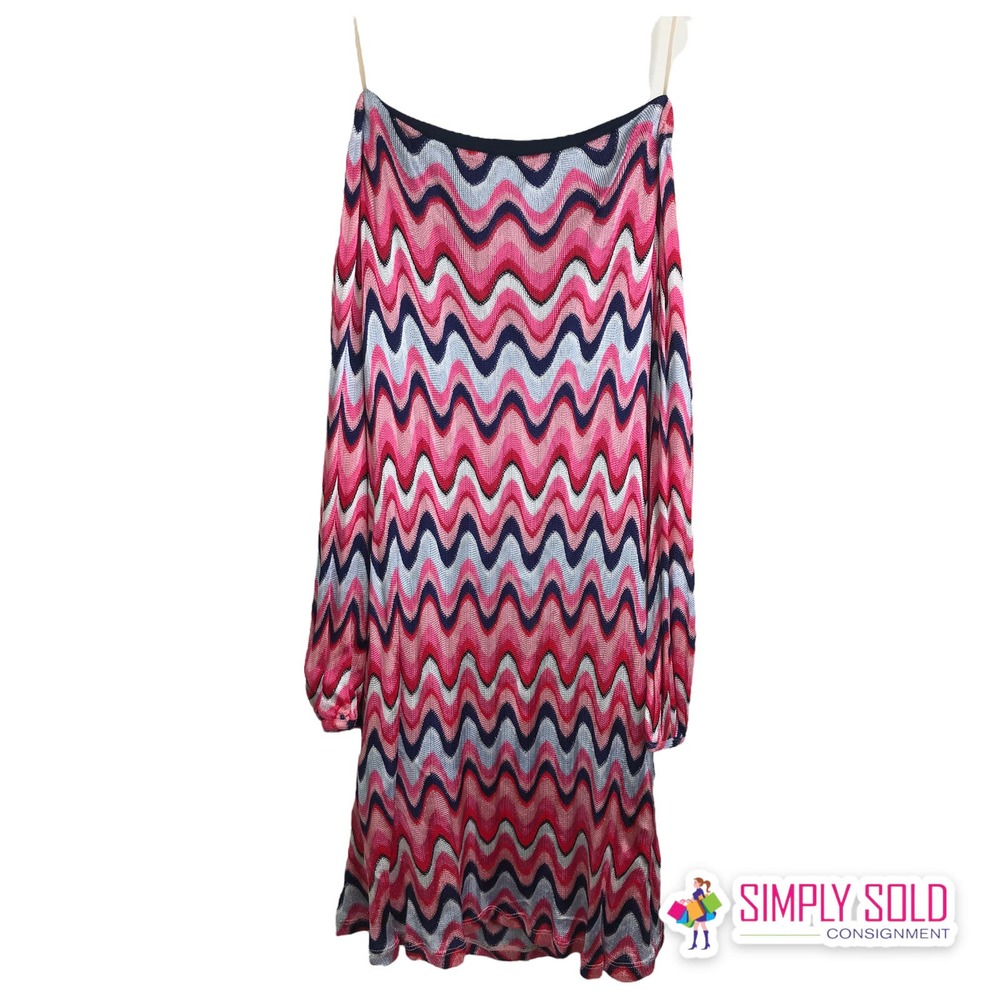 Trina Turk Womens Fresh Dress Multicolor Chevron Print Off The